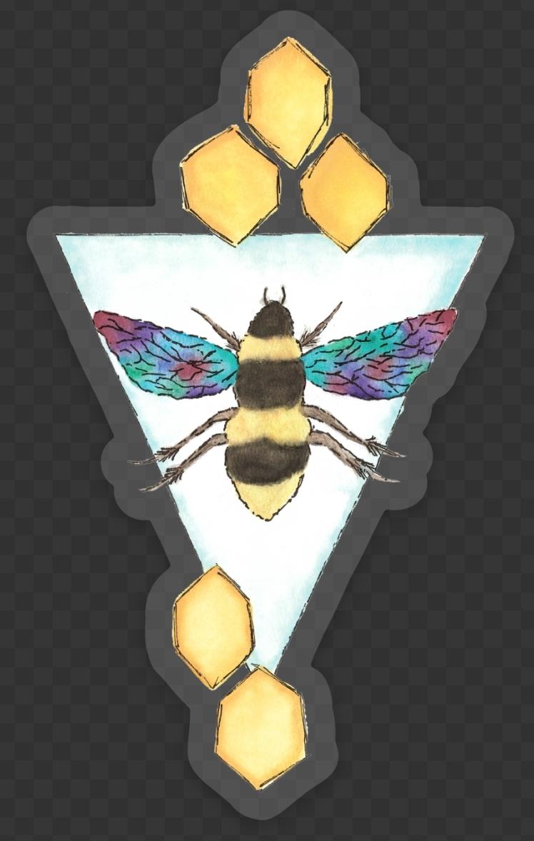 Clear "Colored Honey" Bee Sticker