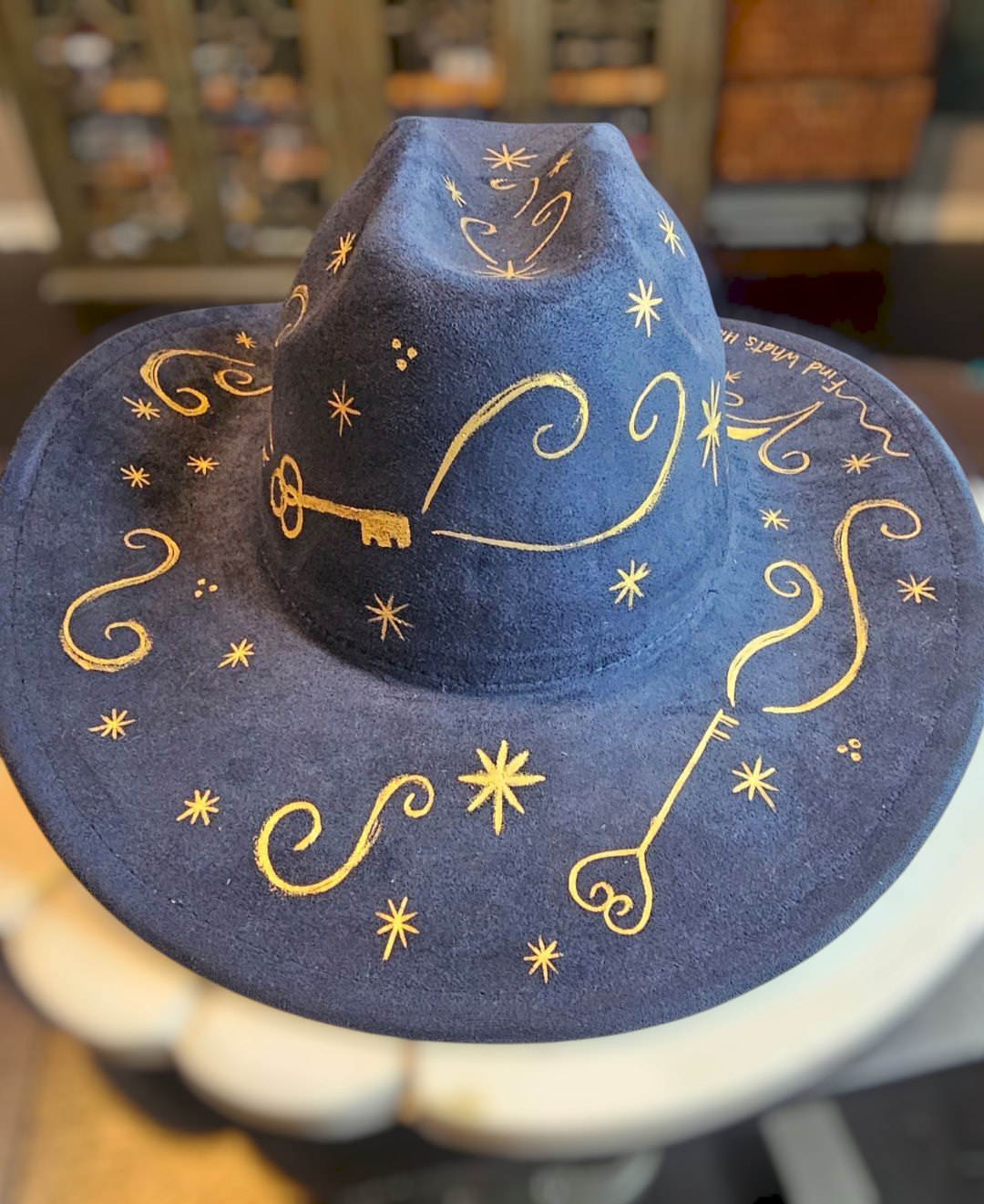 Hidden Key Hand Painted Flat Brim