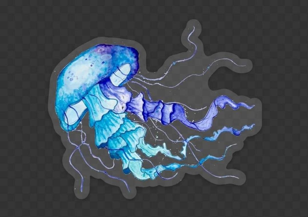 Clear "Moon" Jellyfish Sticker