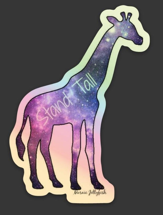 Holographic "Stand Tall" Giraffe Sticker