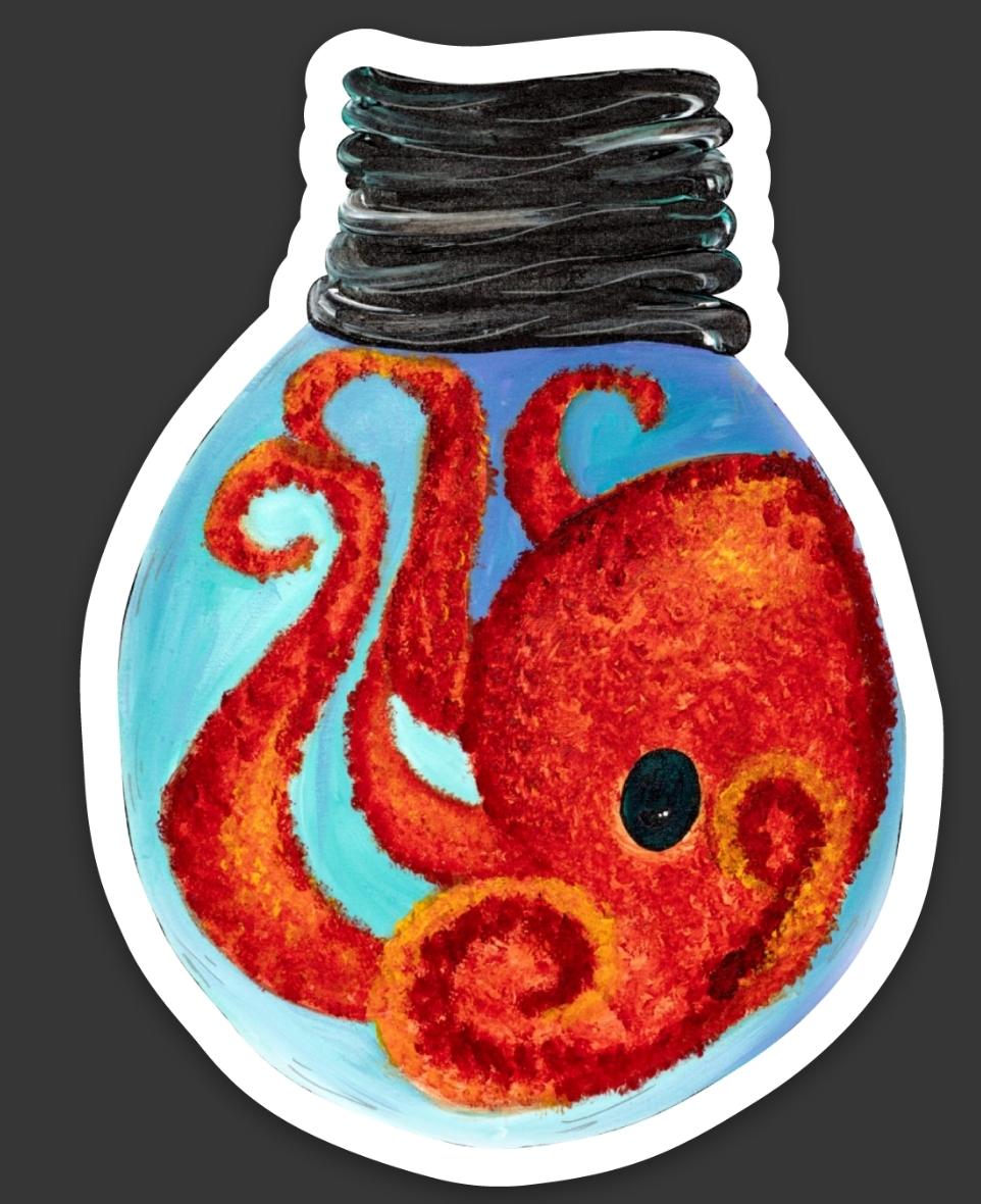 Otto Octopus Sticker *WHITE BACKGROUND