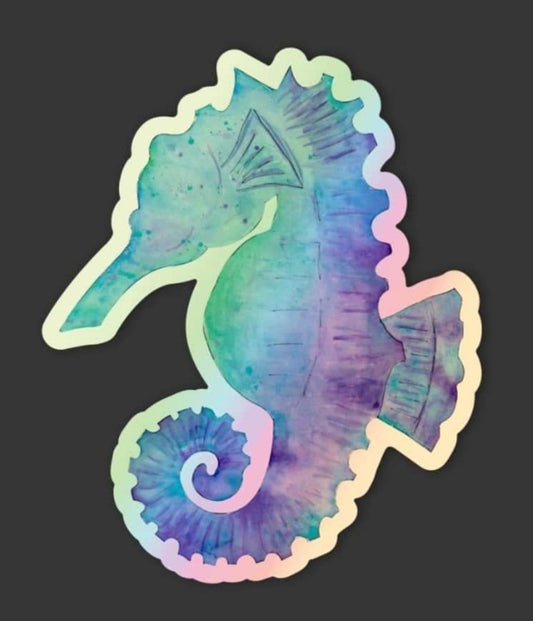 Holographic "Salty" Seahorse Sticker