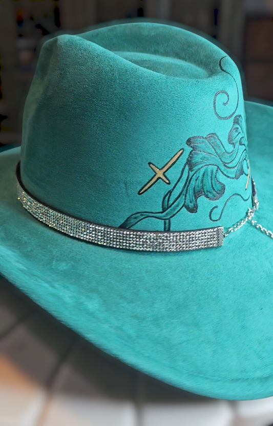 Sea Spell Hand Burned Cowboy Style Hat *SALE*