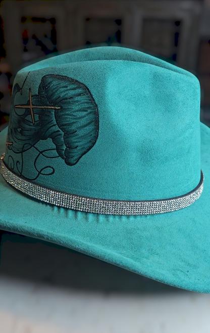 Sea Spell Hand Burned Cowboy Style Hat *SALE*