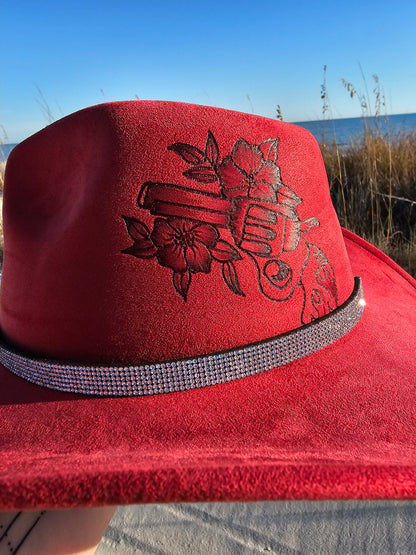 Rebel Bloom Hand Burned Cowboy Hat
