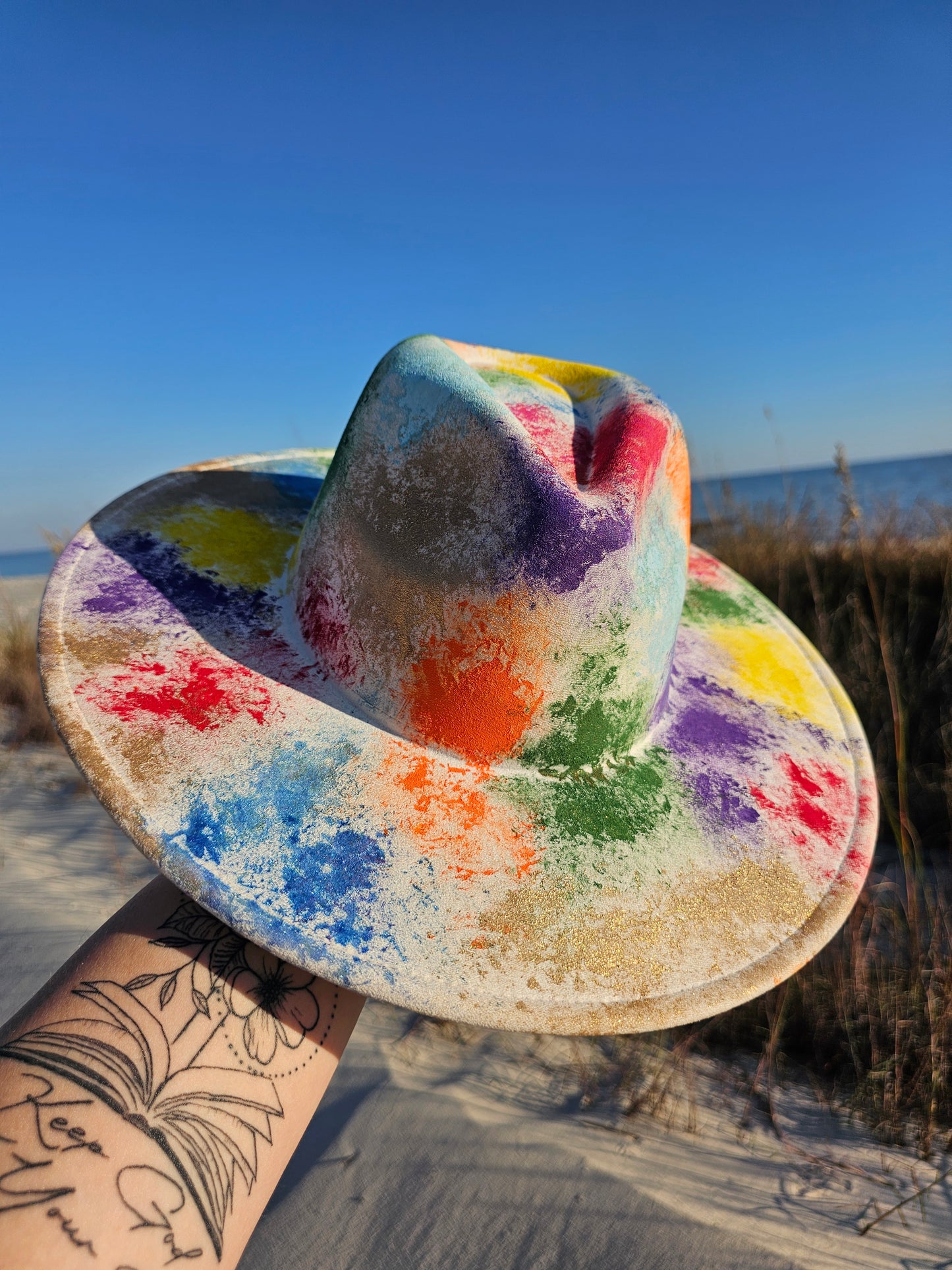 Oh Sheet Hand Burned & Painted Wide Brim