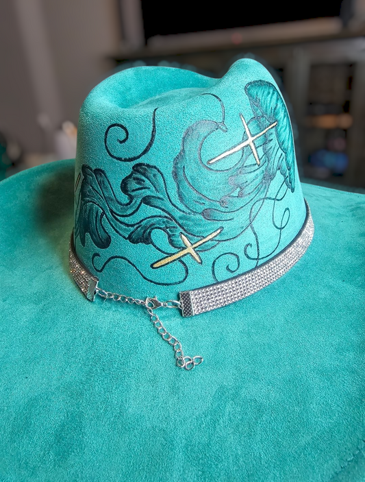 Sea Spell Hand Burned Cowboy Style Hat *SALE*