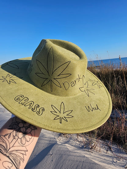 Miss Mary Jane Hand Burned Wide Brim