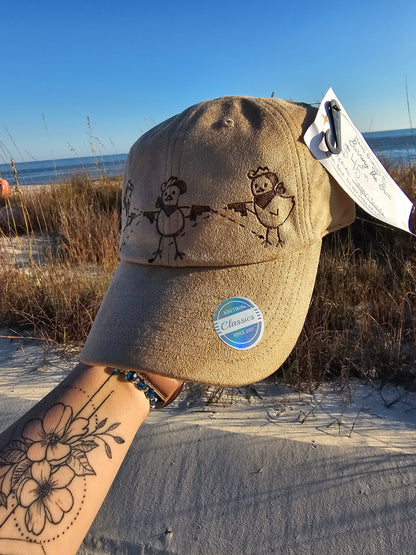 Pew Pew Poultry Hand Burned Baseball Cap