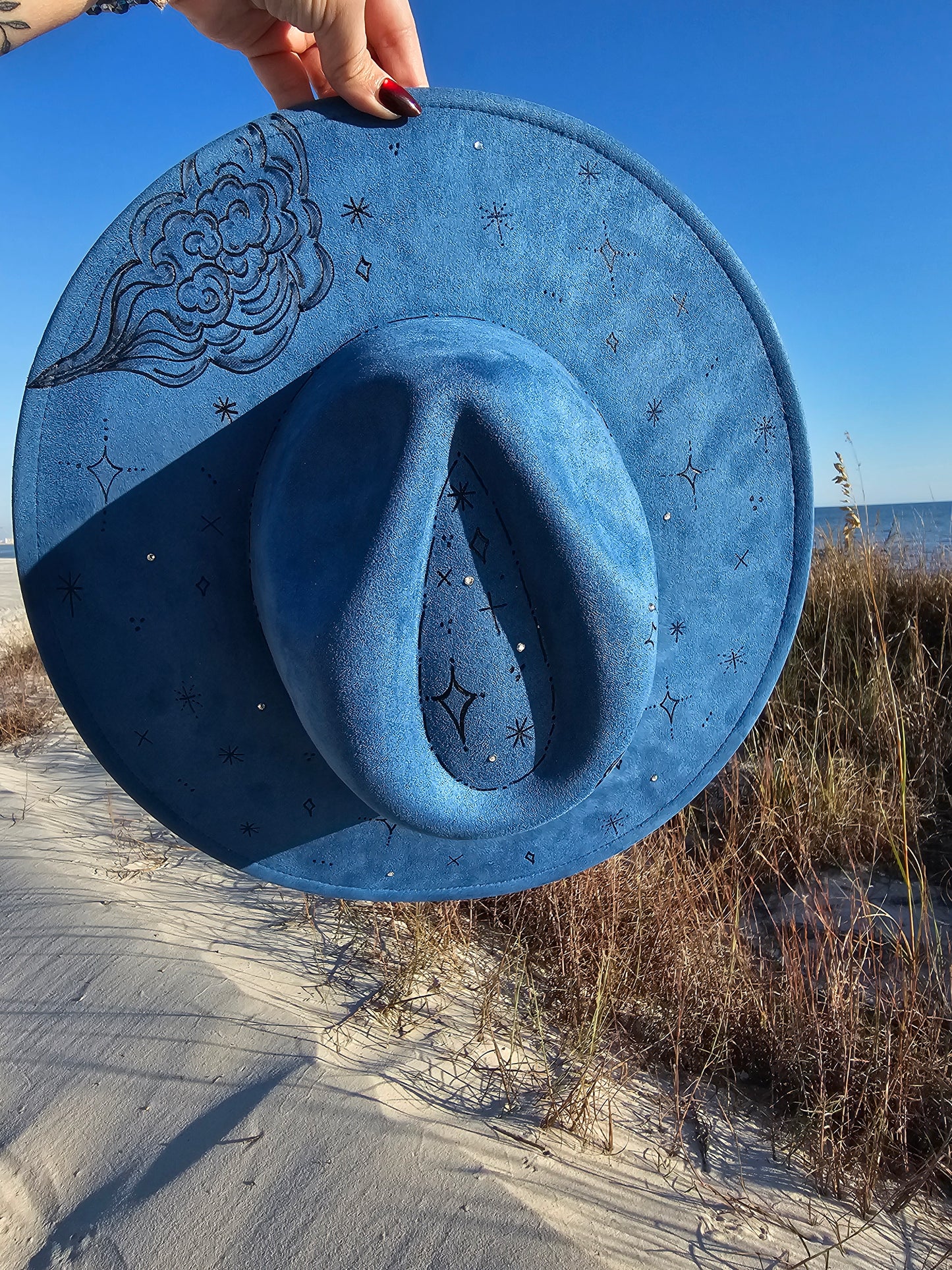 Ocean Moon Dreamer Hand Burned Wide Brim