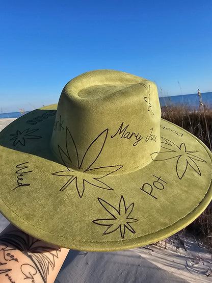 Miss Mary Jane Hand Burned Wide Brim