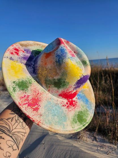 Oh Sheet Hand Burned & Painted Wide Brim