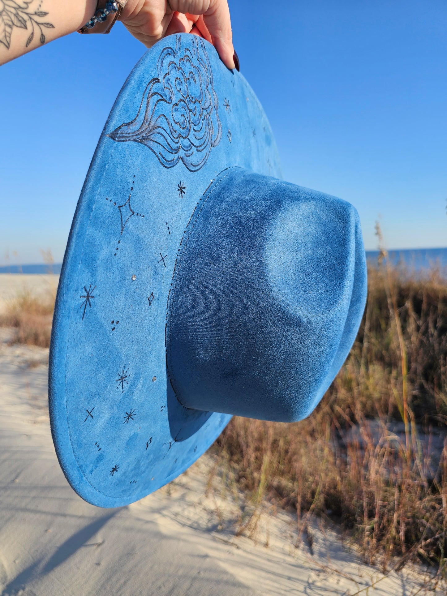 Ocean Moon Dreamer Hand Burned Wide Brim