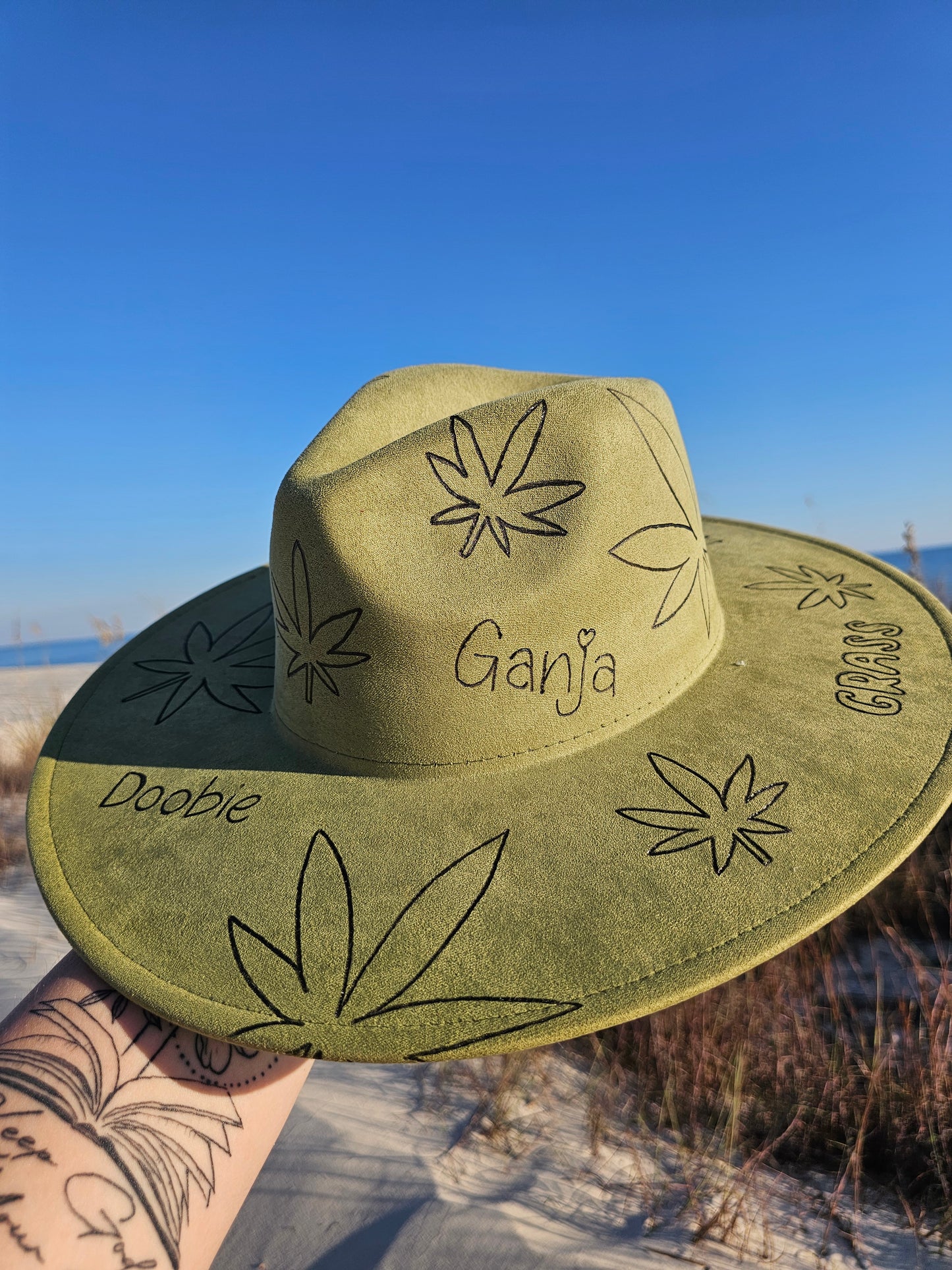 Miss Mary Jane Hand Burned Wide Brim