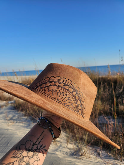 Nomad Sunrise Hand Burned Flat Brim