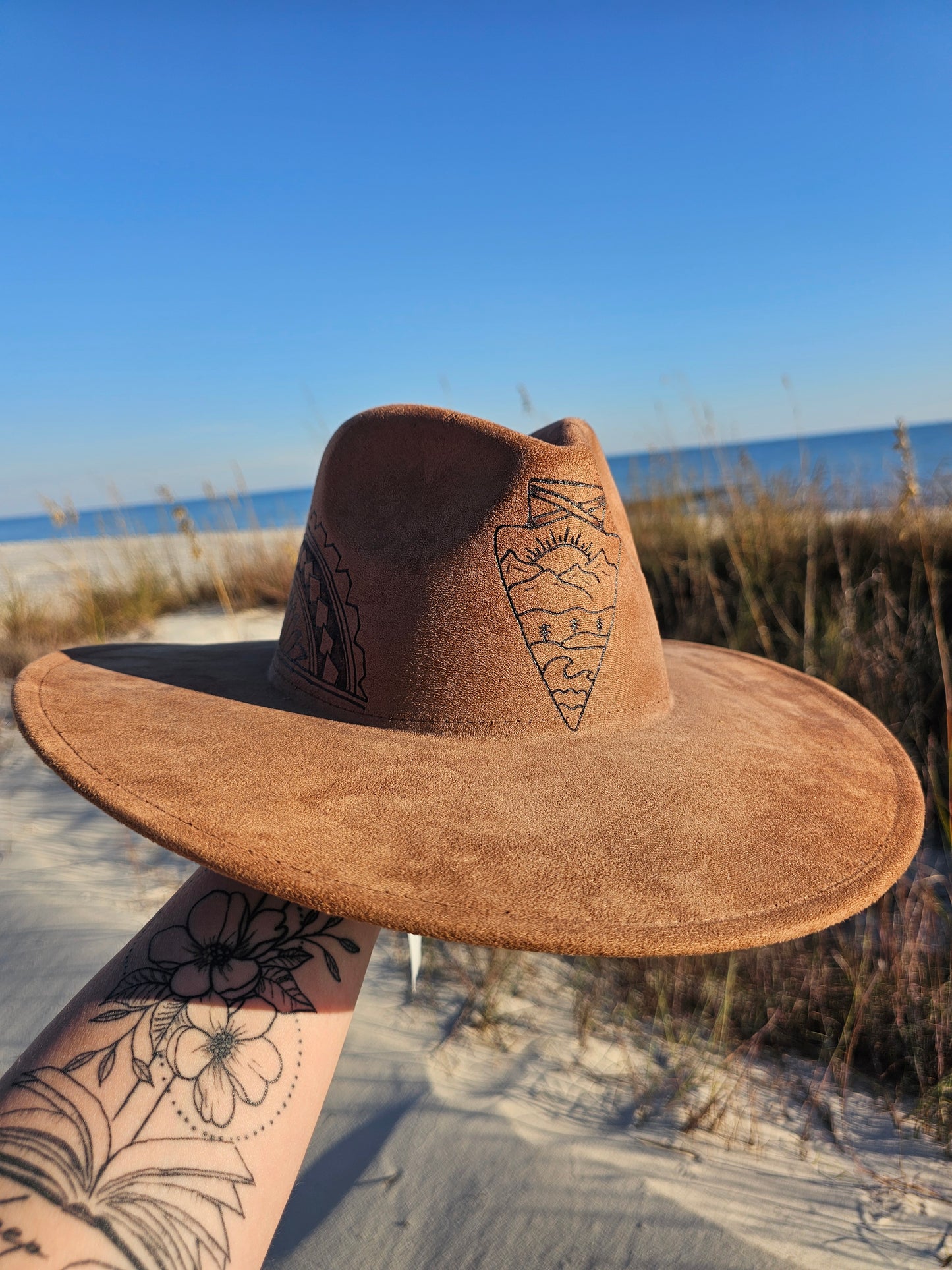 Nomad Sunrise Hand Burned Flat Brim