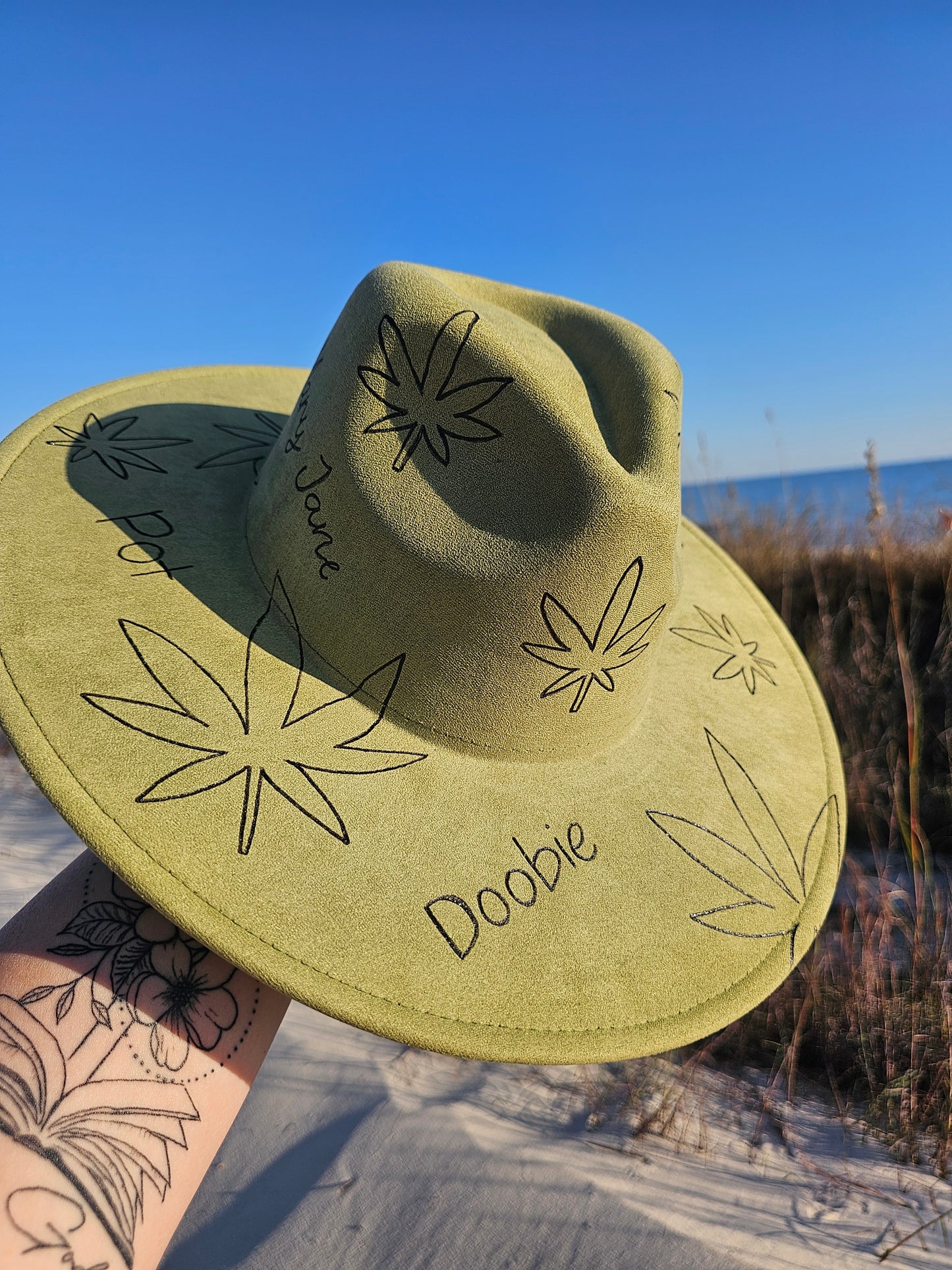 Miss Mary Jane Hand Burned Wide Brim