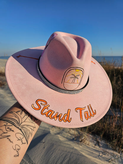 Stand Tall Hand Burned & Painted Wide Brim