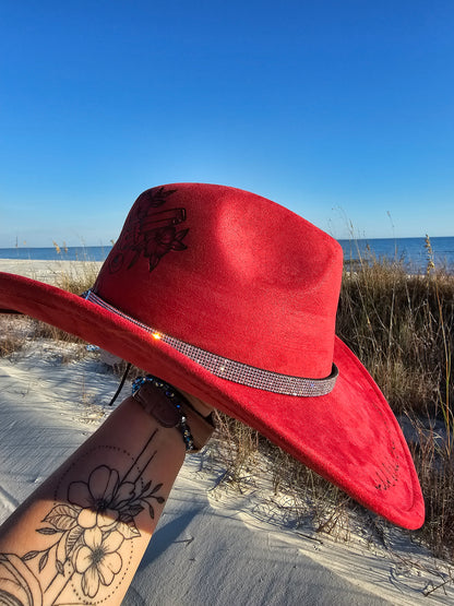 Rebel Bloom Hand Burned Cowboy Hat