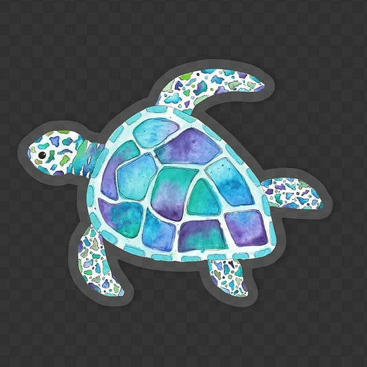 Jewel Turtle Clear Waterproof Sticker 2.5"x3"